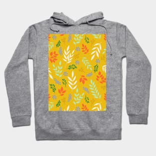 Pretty tiny leaves botanical pattern in mustard yellow Hoodie